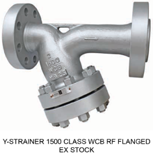 Y-STRAINER 1500 CLASS WCB RF FLANGED EX STOCK