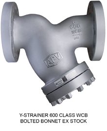 Y-STRAINER 600 CLASS WCB BOLTED BONNET EX STOCK
